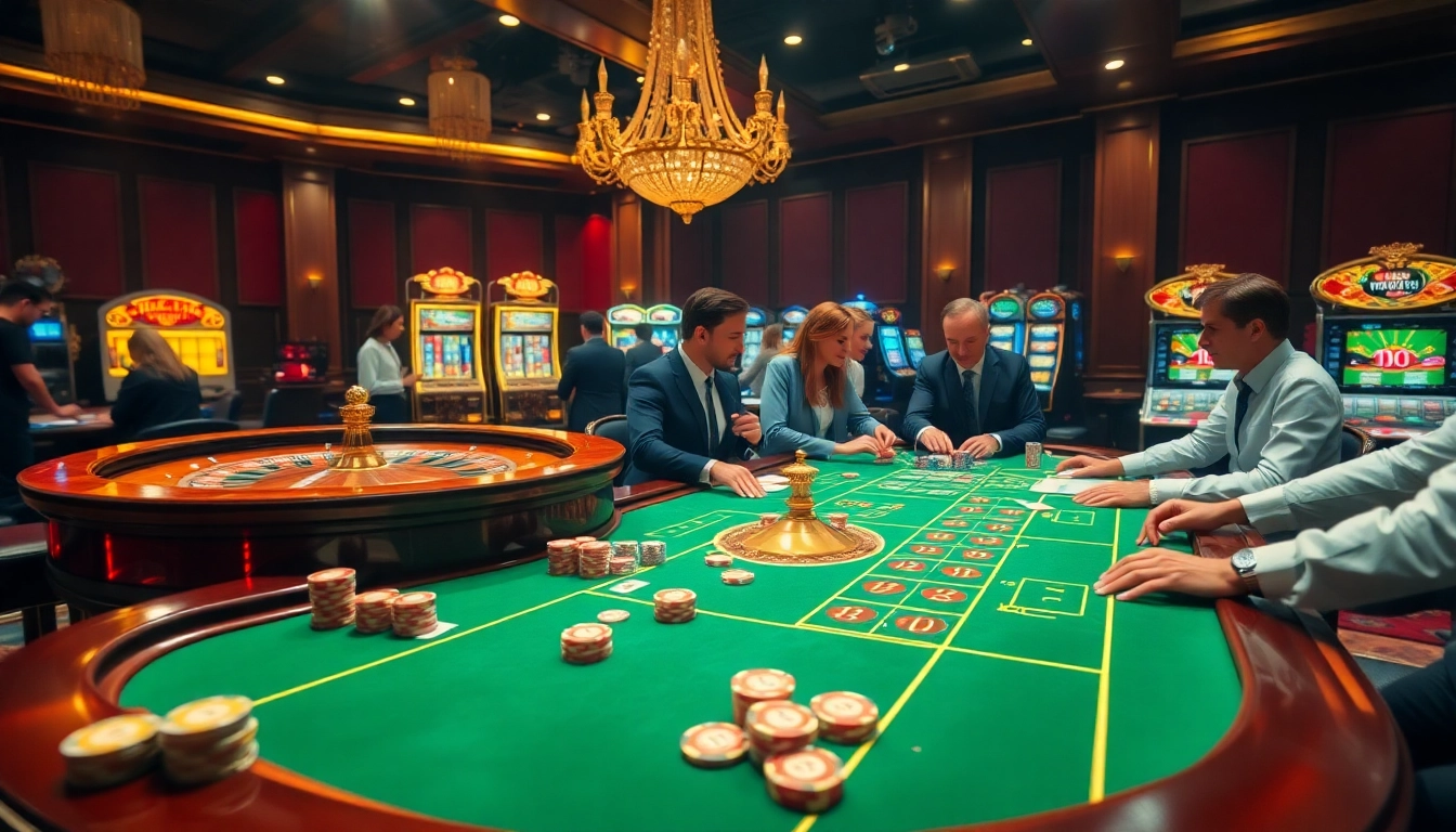 Experience the thrill of gambling at https://www.superslot365.net/ with a vibrant casino scene featuring poker chips and elegant tables.