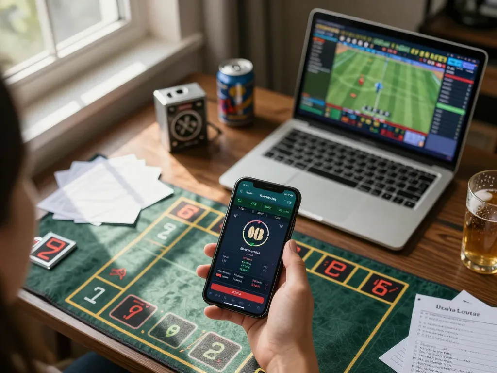 Betting strategies in action on the O8 app with detailed betting notes in a cozy home setting.