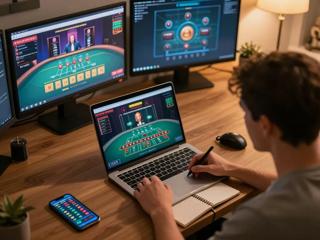 Engaged player analyzing strategies while using online casino app 789bethv for profitable gaming.