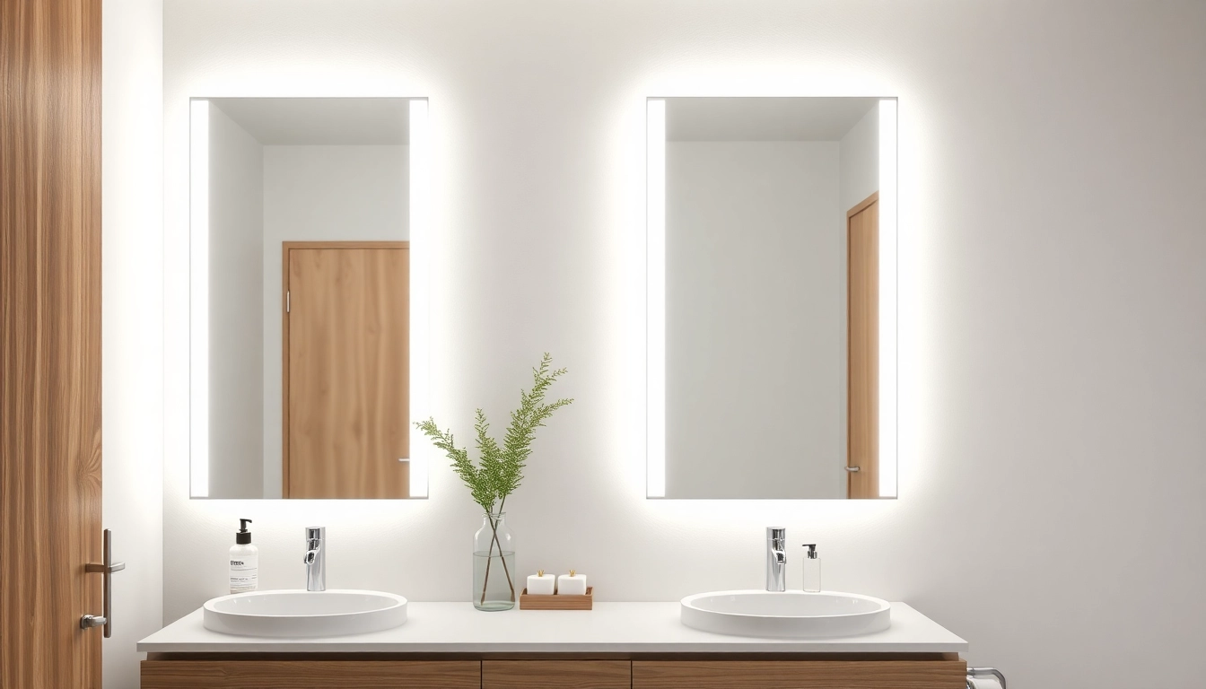 Eleganter spiegelschrank led mit sanfter Beleuchtung im stilvollen Badezimmer.