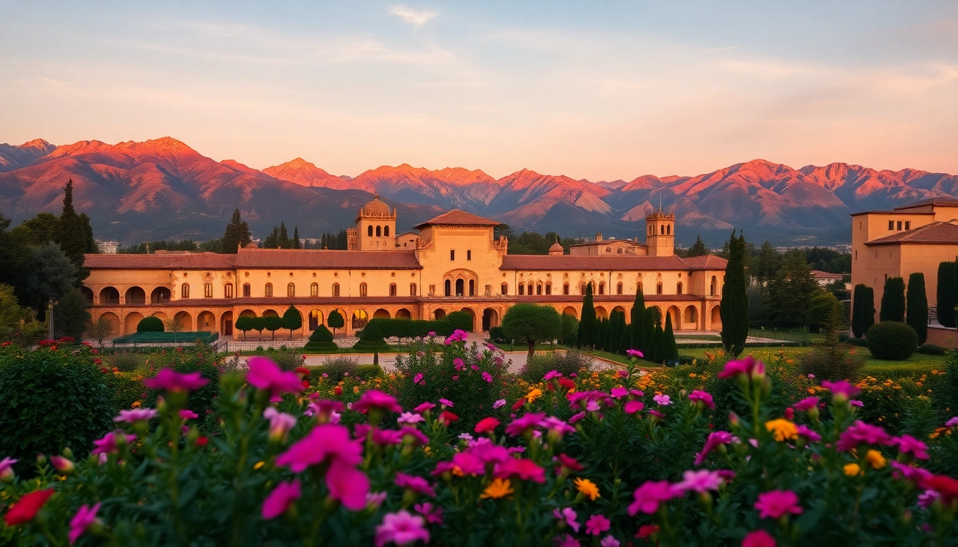 Granada, die Alhambra begeistert mit ihrer prachtvollen Architektur im Abendlicht.