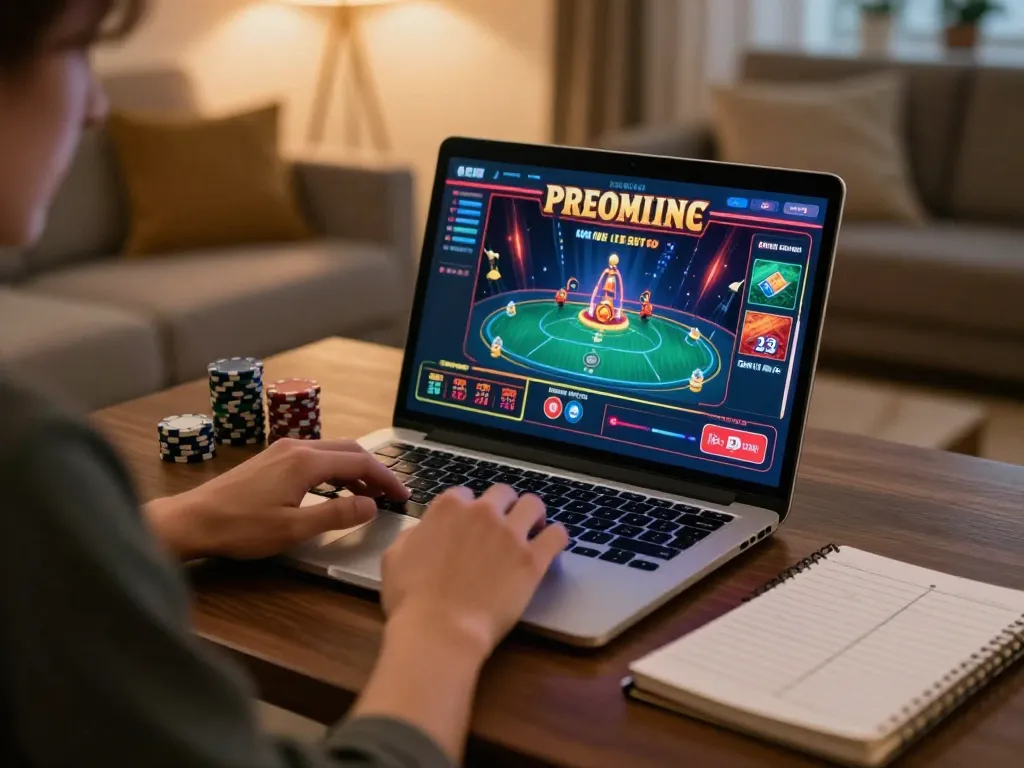 Engaging online gambling experience at https://mb668.co/ in a cozy home setting.