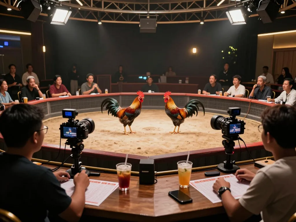 Engaged fans watching dagatructiepp live streaming rooster fights with excitement and anticipation