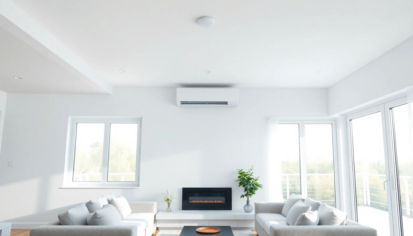 Klima installieren: Showcasing a beautifully integrated air conditioning unit in a modern living room for optimal comfort.