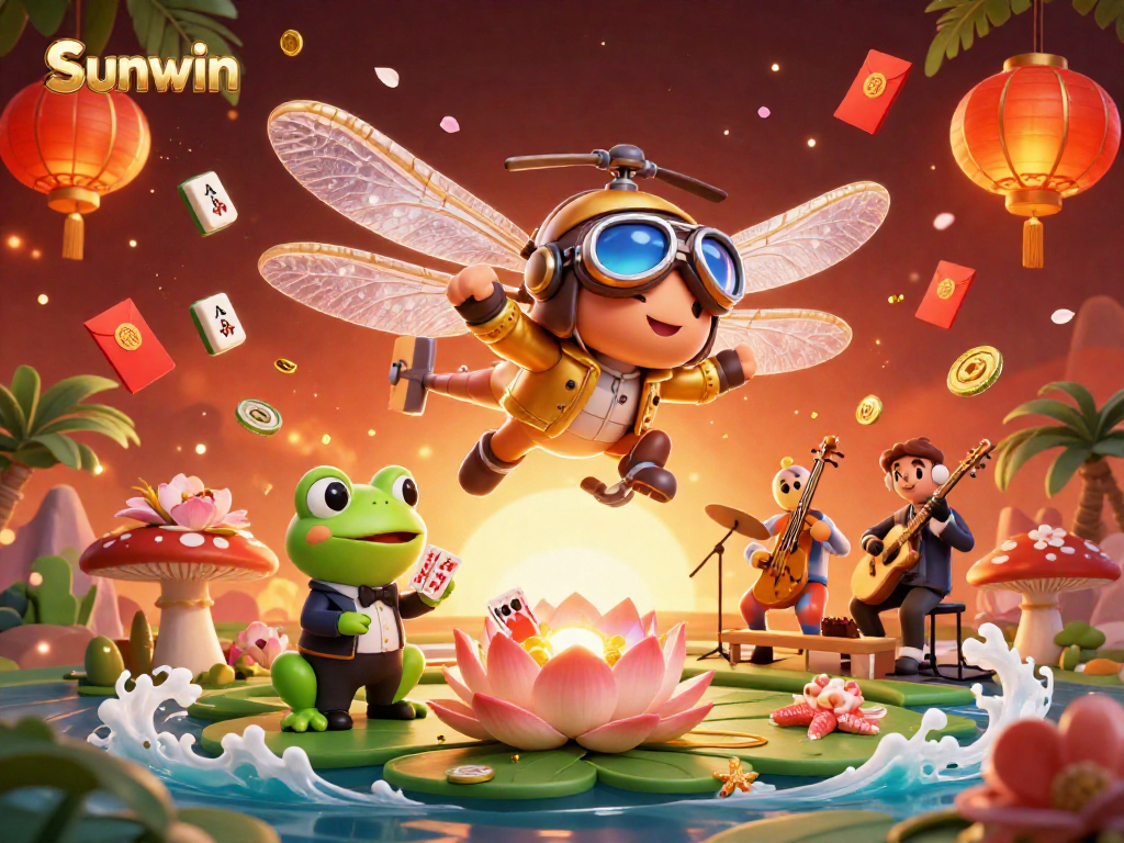 Experience thrilling gameplay with Sunwin featuring a dragonfly pilot, frog croupier, and musical bugs.