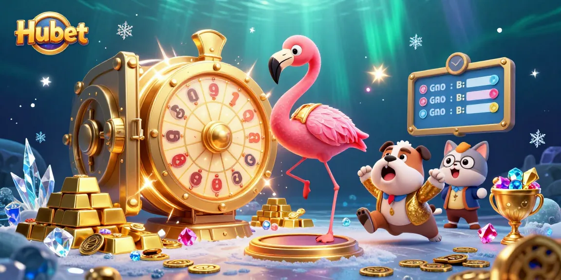 Exciting Hubet gaming illustration featuring vivid characters and sparkling casino elements.