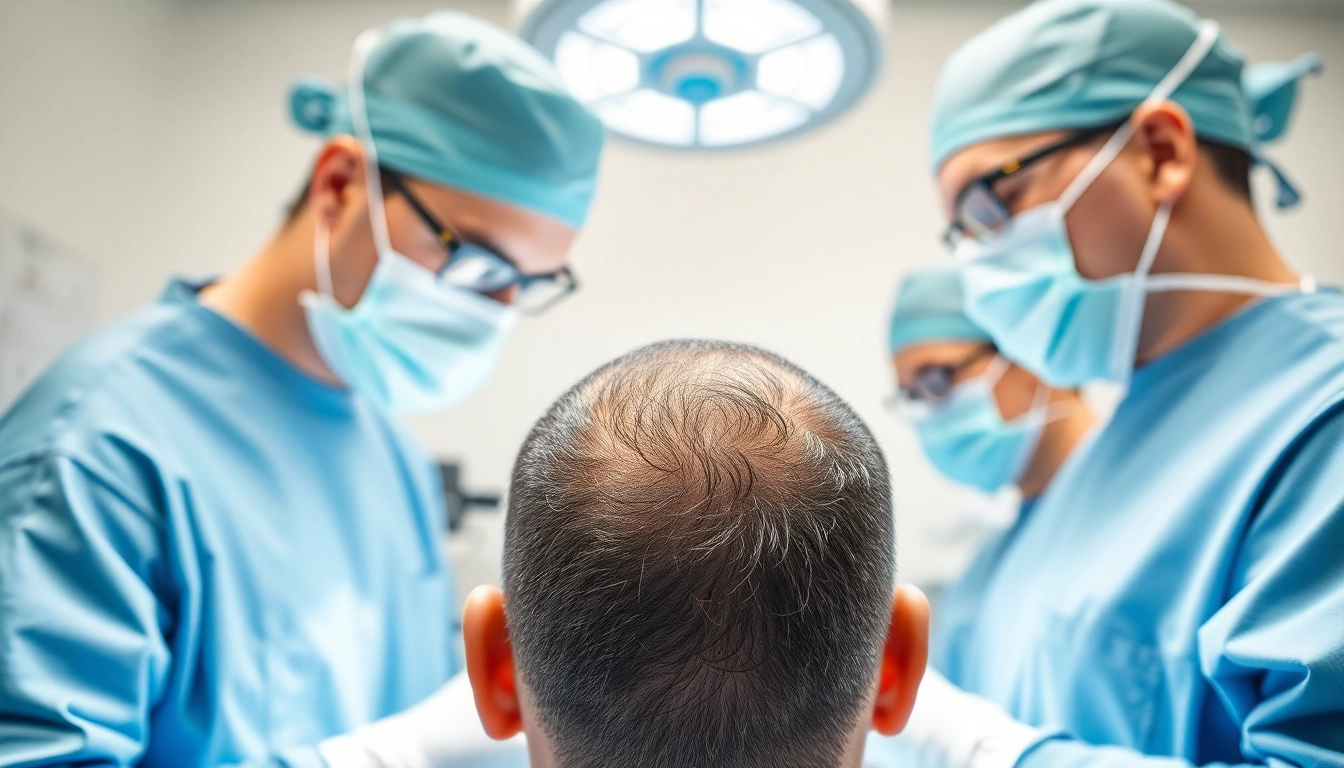 Haartransplantation Türkei: Fachärzte in einer modern ausgestatteten Klinik bei der Durchführung eines Eingriffs.