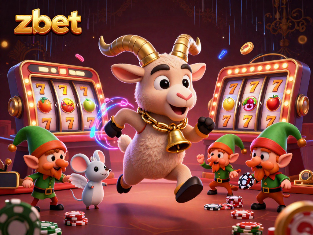 Experience thrilling wins at zbet with 3D cartoon characters in a festive casino scene.