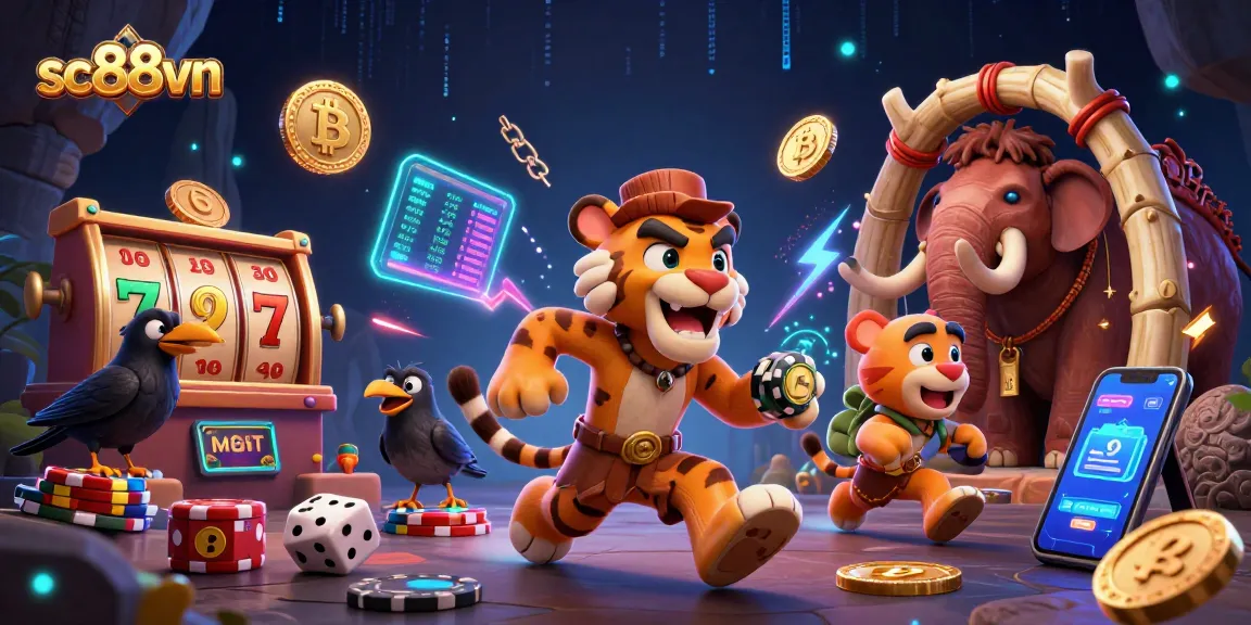 Engage with the thrilling atmosphere of sc88vn at a prehistoric casino filled with vibrant games and crypto elements.