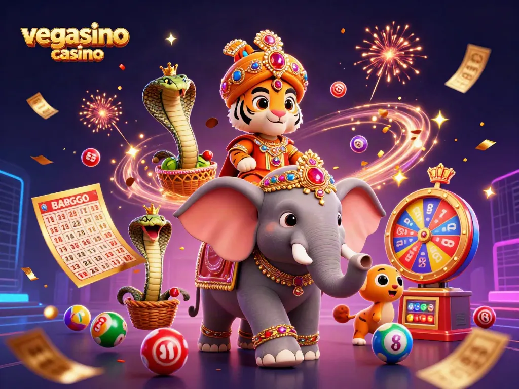 Experience the excitement of vegasino casino with a vibrant illustration of games and jackpots.
