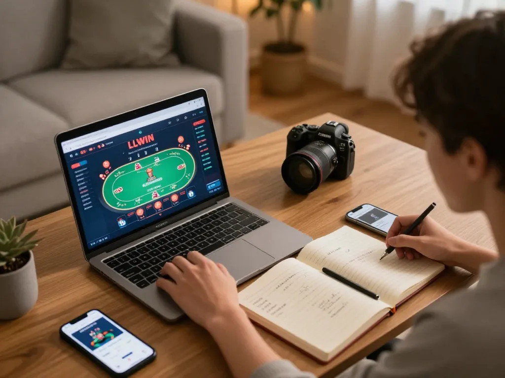 Using LLWIN Function to analyze online poker game strategy on a laptop