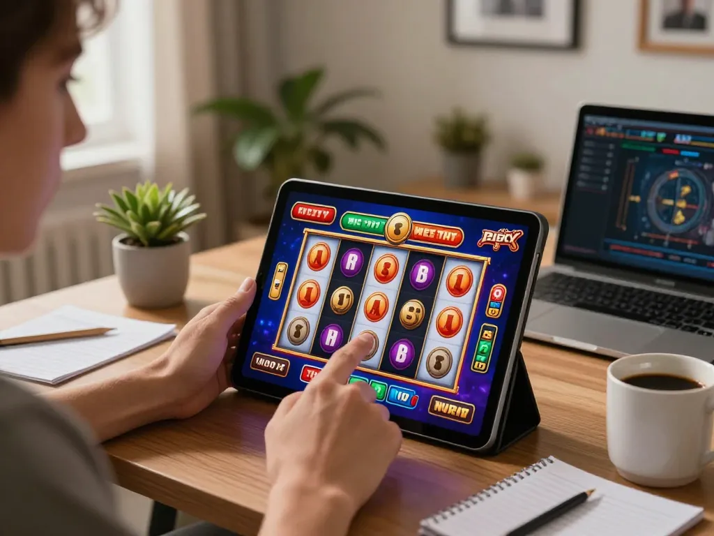 Player engaging in online gambling at uu8855, showcasing excitement with mobile gaming.