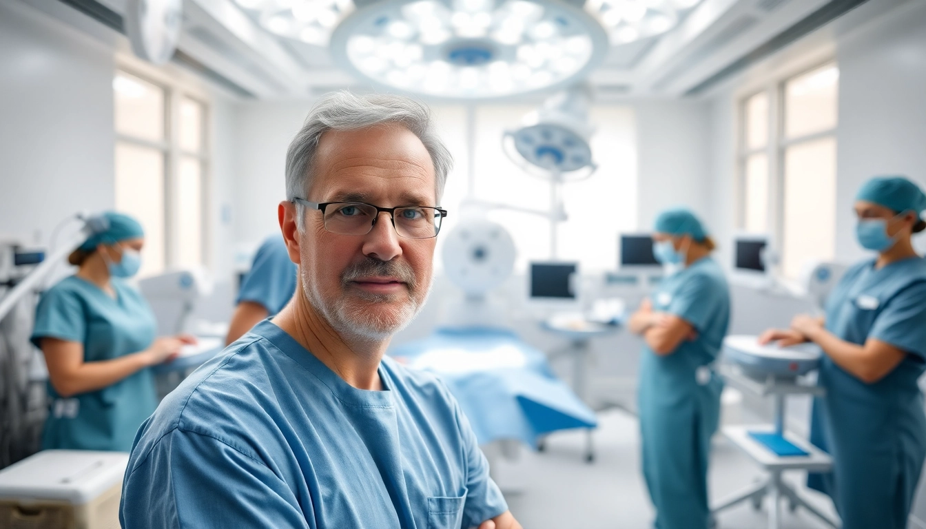Tomas Sonnenfeldt, Chirurg, bereitet sich in einem hellen, professionellen Operationssaal auf eine Operation vor.