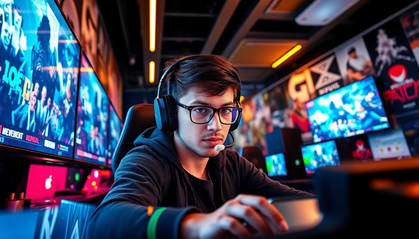 Aktuelle Gaming News im Fokus: Professioneller Gamer in einem technischen Setup mit lebhaften Farben.