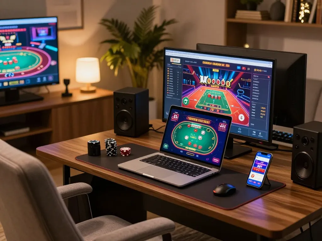 Engaging online casino experience at fc88 with vibrant poker game interface on laptop.