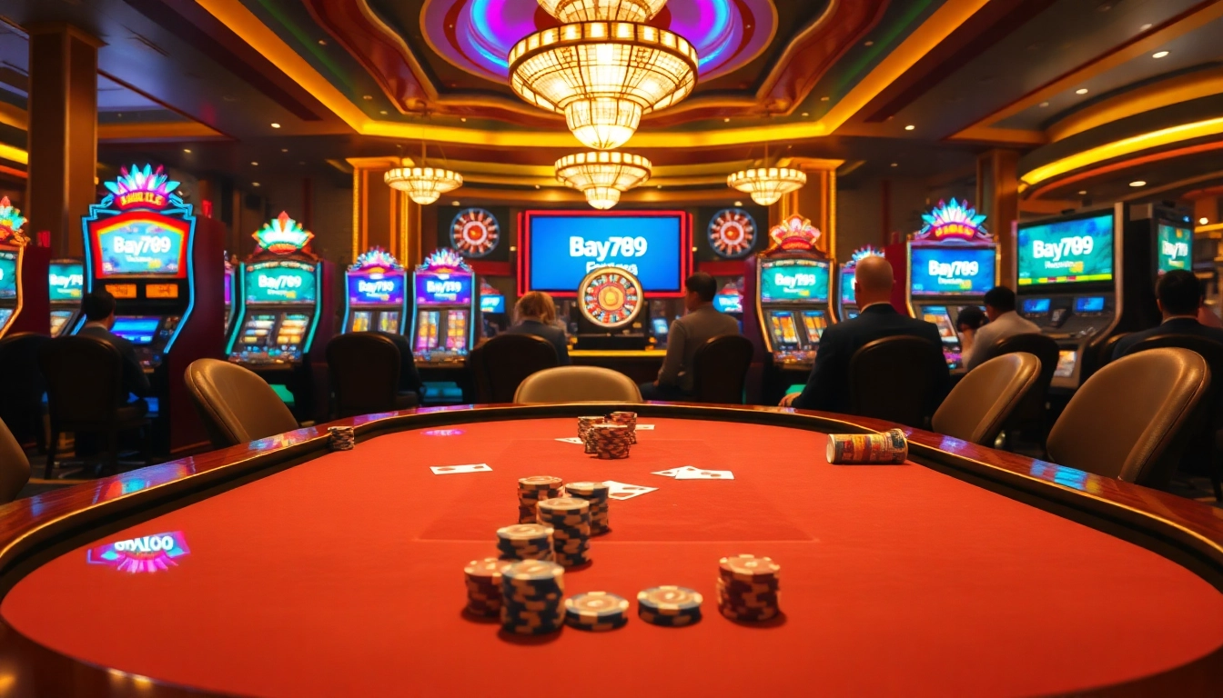 Engage in thrilling poker action at Bay789 with vibrant casino ambiance and exciting gameplay.