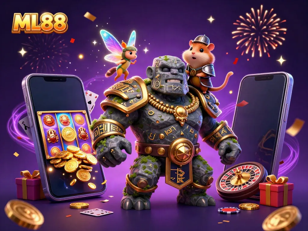Experience the magical world of ML88 with a captivating 3D scene of casino adventures.