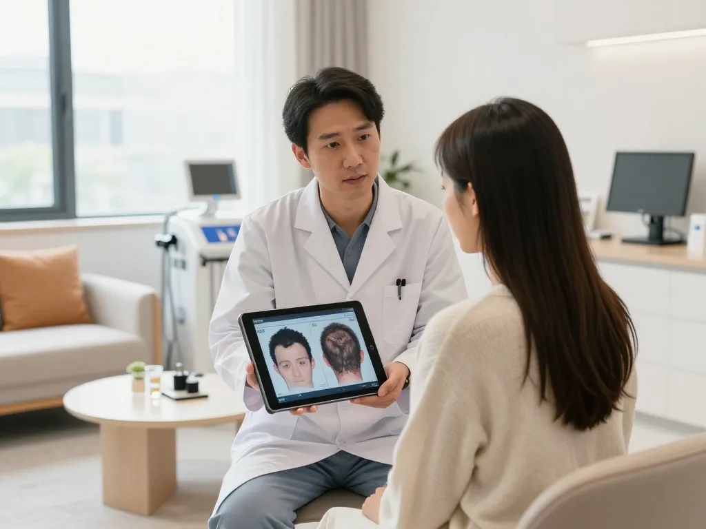 Konsultation über Haartransplantation Türkei in einer modernen Klinik.