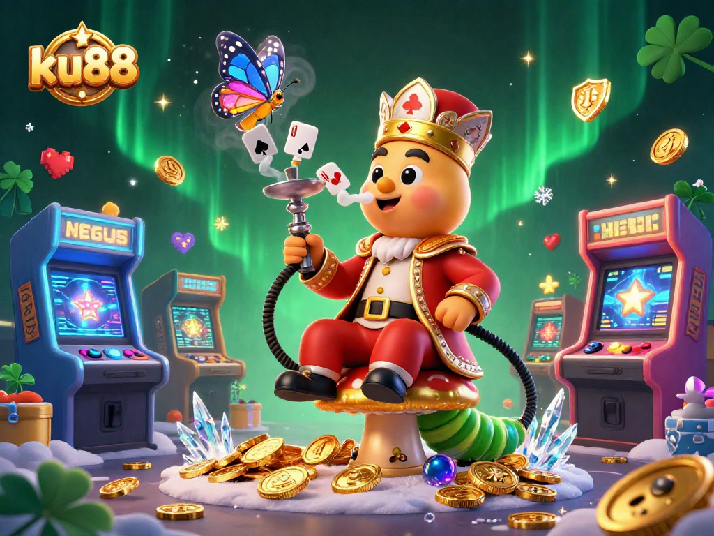Engage with ku88's vibrant casino scene through colorful arcade game machines and enchanting characters.