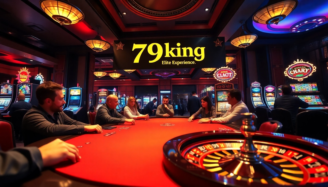 Engage in thrilling poker gameplay with 79king at a glamorous casino setting.