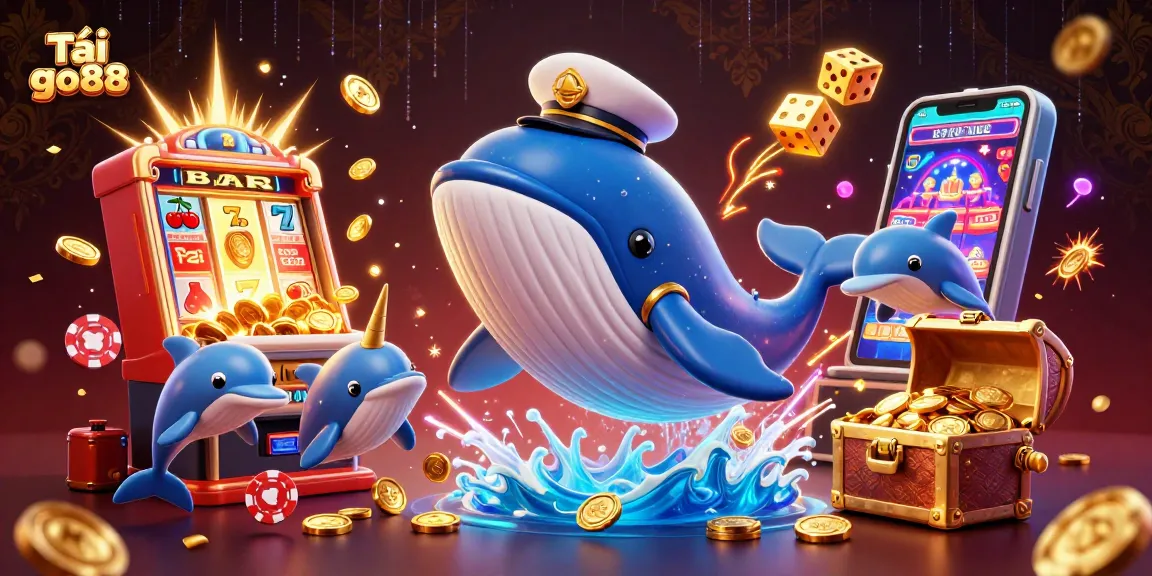 Experience the thrill of Tải go88 with vibrant casino game illustrations and winning symbols in a dynamic scene.