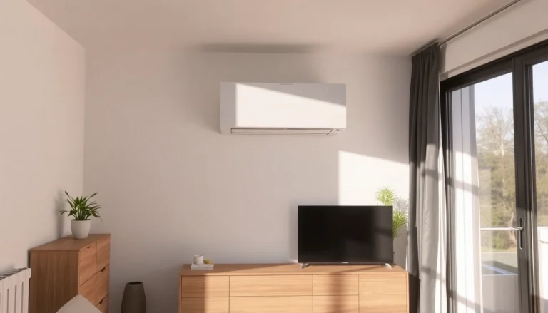 Klimaanlagen installieren lassen in einem modernen Raum mit sanften Farben und Werkzeugen bereit.