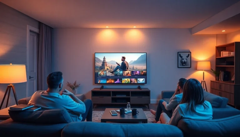 Enjoy seamless IPTV kaufen experience with family in a cozy living room setting featuring modern technology.