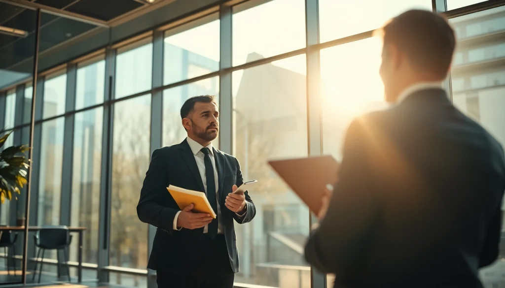 Headhunter Frankfurt im Gespräch mit einem Kandidaten in einem modernen Büro.