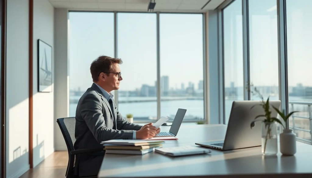 Headhunter Kiel engagiert in einem strategischen Gespräch am Schreibtisch.
