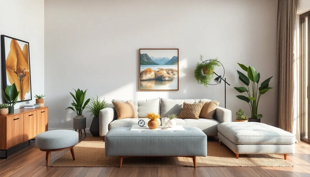 Stilvolle Raumgestaltung eines modernen Wohnzimmers mit harmonischer Möblierung und natürlichem Licht.