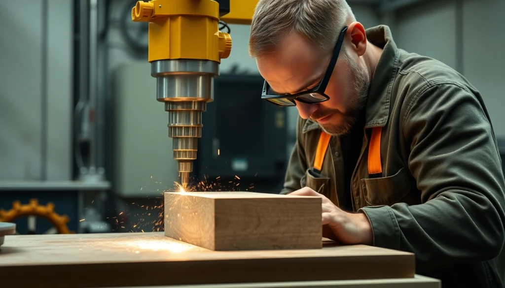 CNC Glanzdrehen Felgen München: Fachmann bearbeitet eine Felge mit modernster CNC-Technologie für ein perfektes Finish.
