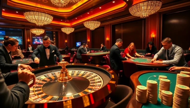Experience the excitement of 733bet with players betting at a vibrant casino table.