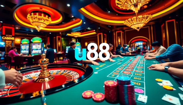 Engage in exciting games at the u88 casino with vibrant tables and glamorous decor.