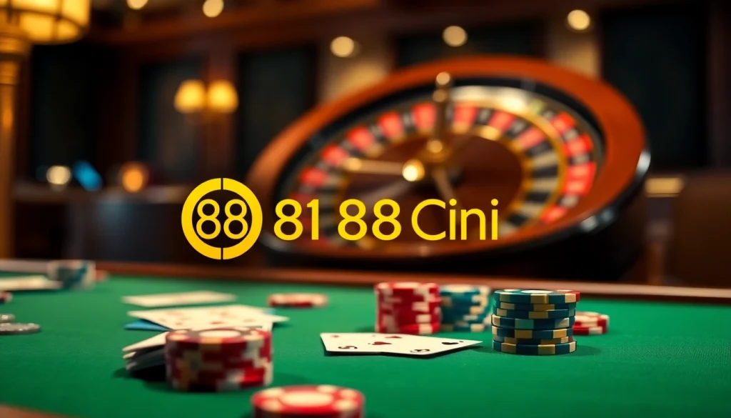 Engaging scene of 88i nhà cái casino interface showcasing poker table and roulette wheel.