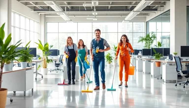 Büroreinigung Berlin: Professionelle Reinigungskräfte arbeiten in einem modernen Büro.
