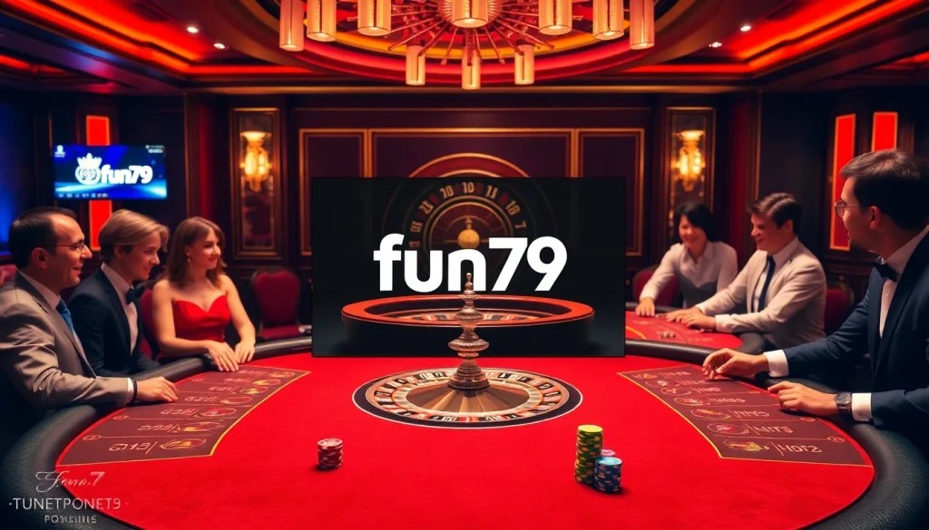 fun79 interactive casino scene with stylish players and vibrant game tables