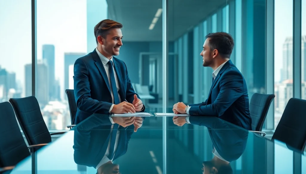 Headhunter Schweiz im professionellen Gespräch mit einem Kandidaten in modernem Büro.