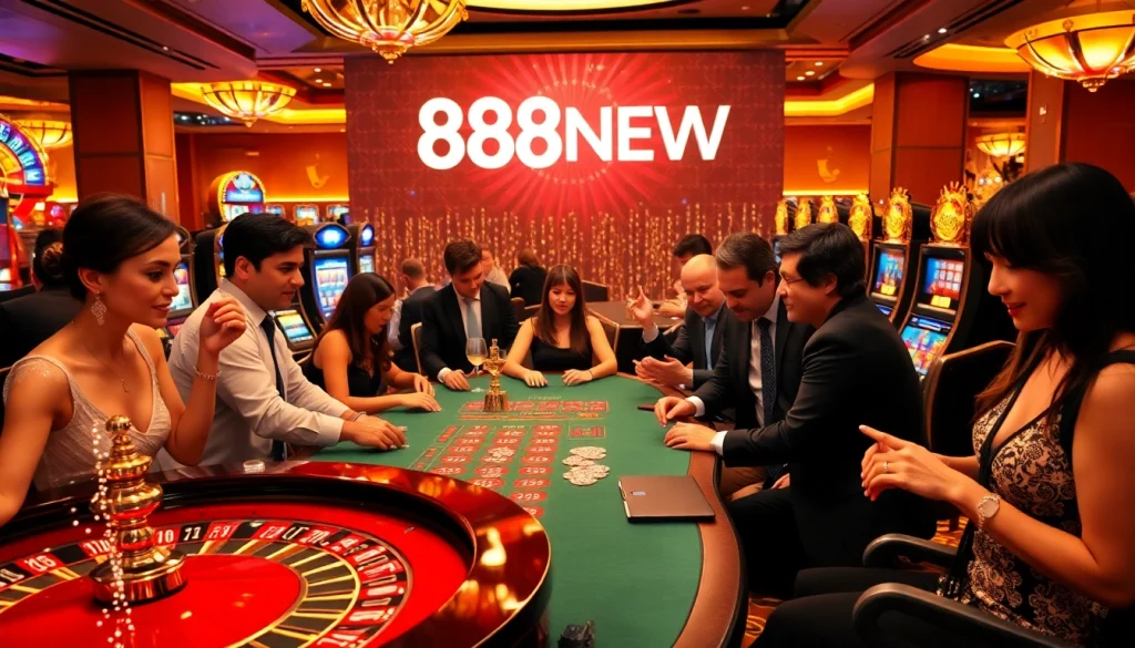 Engaged players enjoying exciting games at 888NEW casino, featuring roulette and poker.