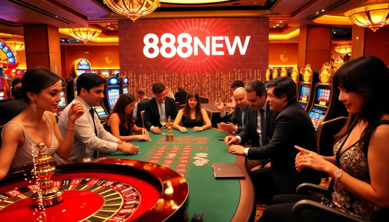 Engaged players enjoying exciting games at 888NEW casino, featuring roulette and poker.