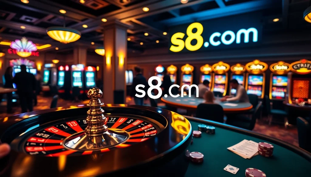 Experience the excitement of s8 com at a vibrant casino scene filled with poker and roulette action.