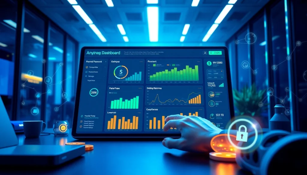 Anyone Dashboard showcasing high-tech interface for staking rewards and privacy controls.
