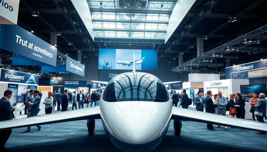 Indaero aircraft showcased at an aviation exhibition, demonstrating cutting-edge technology.