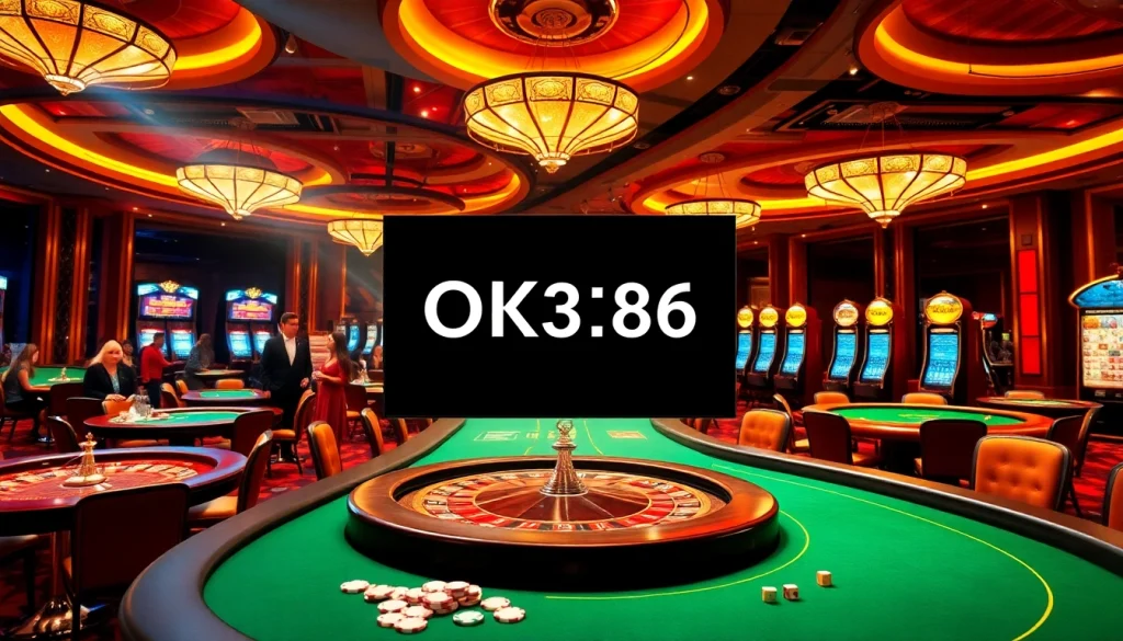 Players enjoying gaming excitement at OK8386 casino tables with vibrant atmosphere and engaging gameplay.