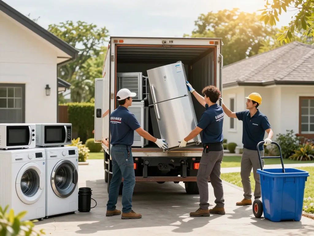 Efficient appliance removal service in action showcasing fast and eco-friendly recycling.