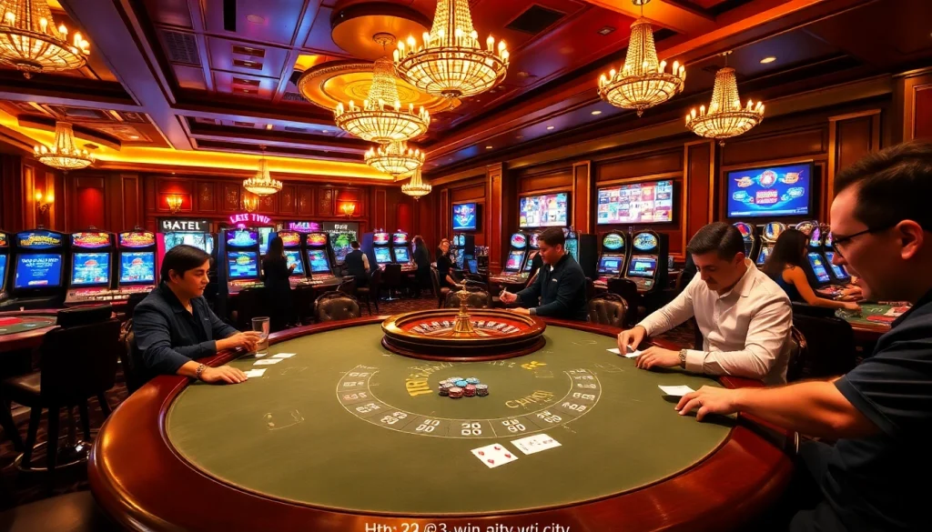 Experience thrilling gambling action at https://3win.city/ with players on a lively poker table.