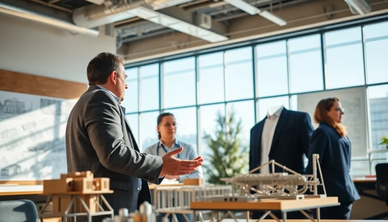 Headhunter Ingenieure führen ein Gespräch in einem modernen Büro, um Talente zu verbinden.
