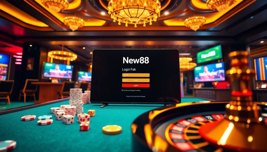 Experience the excitement of new88 đăng nhập at a luxurious online casino with vibrant gambling elements.
