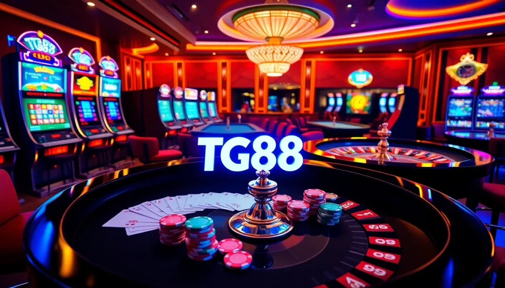 Experience thrilling online gaming at TG88 with vibrant casino visuals.