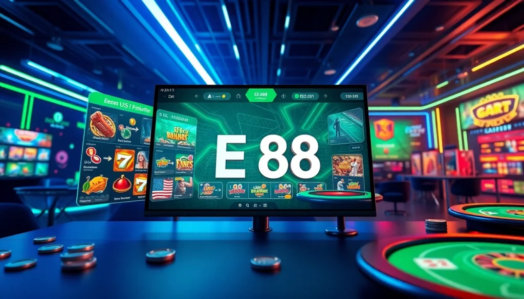 EE88 online gaming interface showcasing vibrant games and dynamic design.