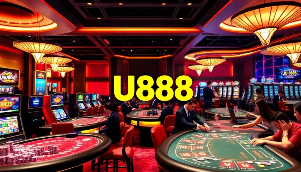 Players enjoying gaming excitement with U888 at a luxurious online casino